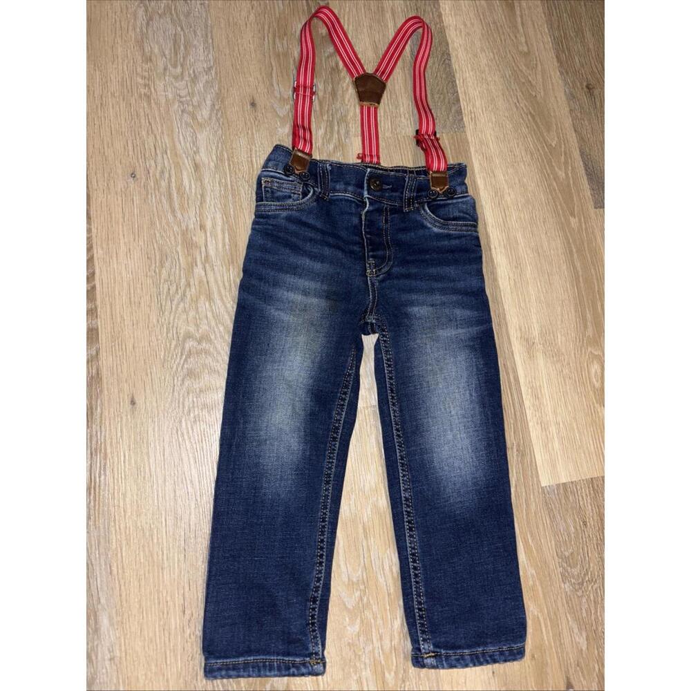 Osh Kosh B'Gosh Jeans Baby Detachable Suspenders Size 3T Part Elastic Lined